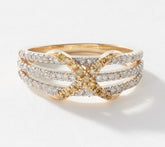 Affinity Diamonds Sterling Silver Goldclad Criss-Cross Ring, Size 7